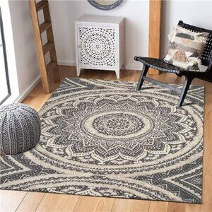 Seavish Boho Area Rug, 4X6 Grey Farmhouse Living Room Decor Rug